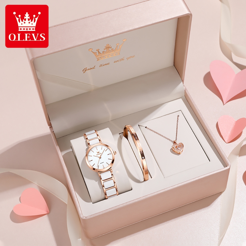 Luxury Gift Set - OLEVS женские часы 5877, роскошные элегантные