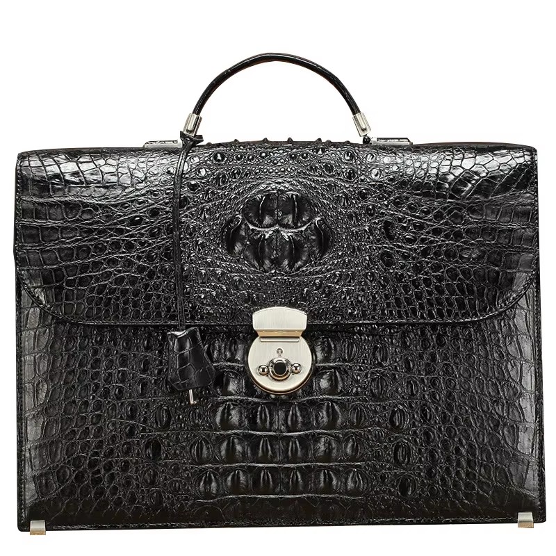 Leather Briefcase - Новая мужская сумка Lukani из крокодиловой